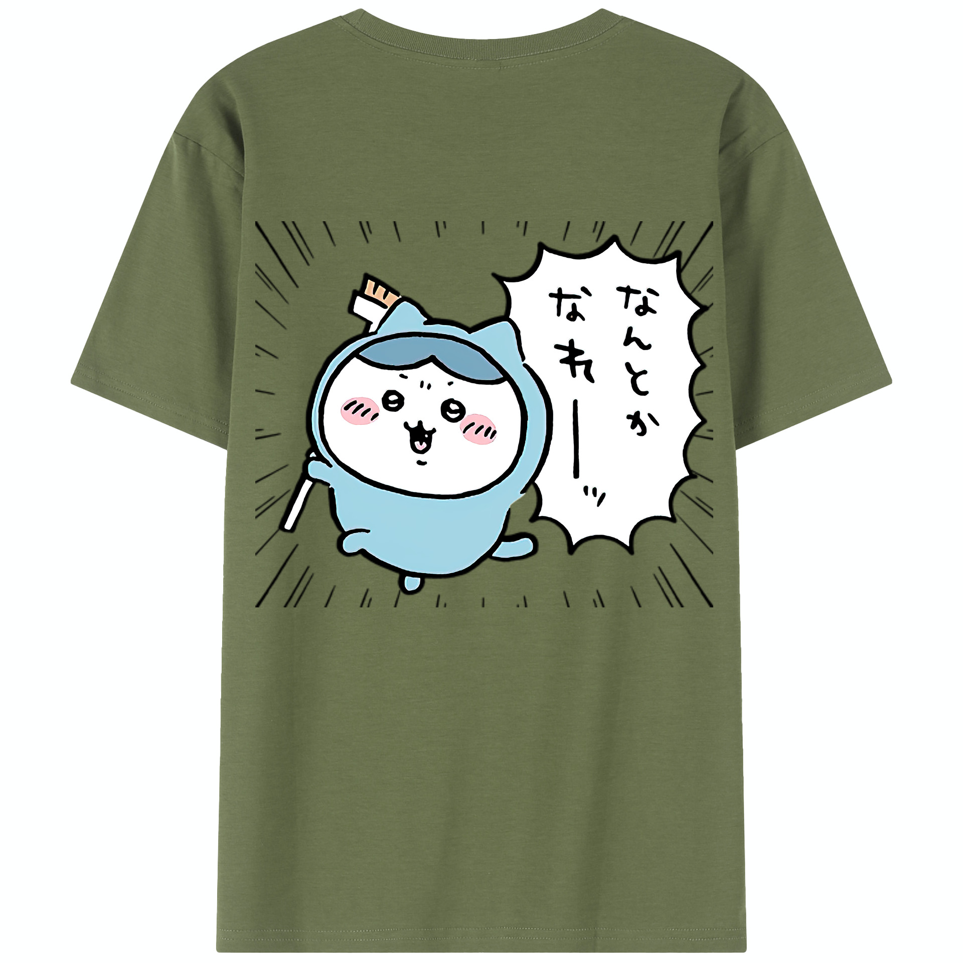 （画像用） ちいかわ ハチワレ Chii-kawa hachiware 綿100％半袖Tシャツ（背面プリント）